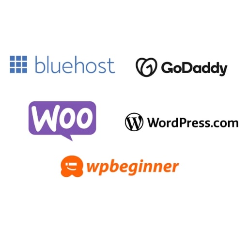 Patrocinadores globales: WordPress.com, Bluehost, GoDaddy, Woo, WPBeginner